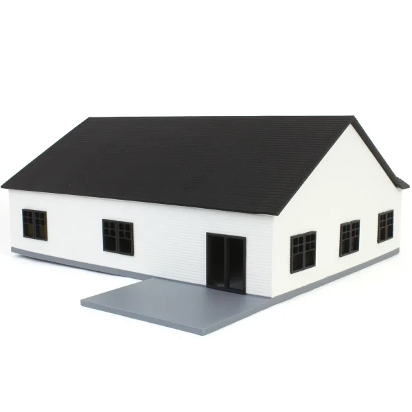 Outback Toys 3D Print & Small Accessories<1/64 White & Black “The Ranch” Farm House w/ Opening Garage & Back Deck, 3D Printed