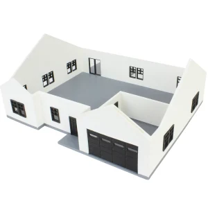 Outback Toys 3D Print & Small Accessories<1/64 White & Black “The Ranch” Farm House w/ Opening Garage & Back Deck, 3D Printed