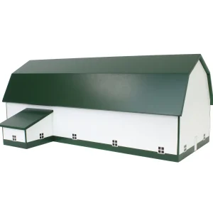 Outback Toys Wooden Barns & Large Accessories<1/64 White & Forest Green 60ft x 120ft Wooden Dairy Barn with Milk House
