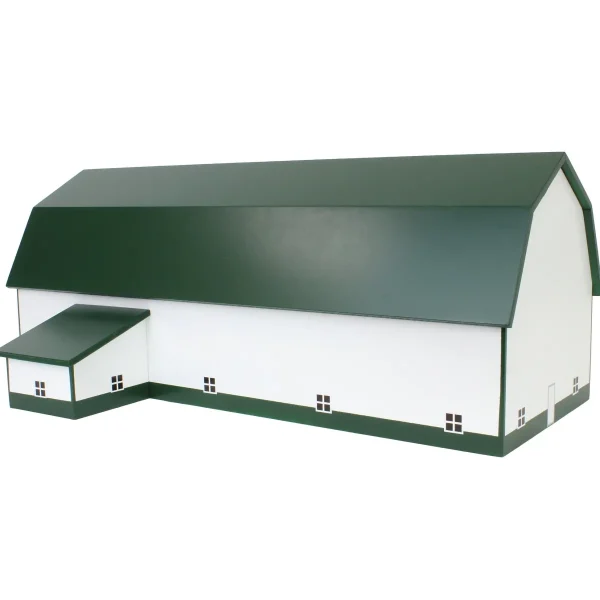 Outback Toys Wooden Barns & Large Accessories<1/64 White & Forest Green 60ft x 120ft Wooden Dairy Barn with Milk House