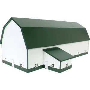 Outback Toys Wooden Barns & Large Accessories<1/64 White & Forest Green 60ft x 120ft Wooden Dairy Barn with Milk House