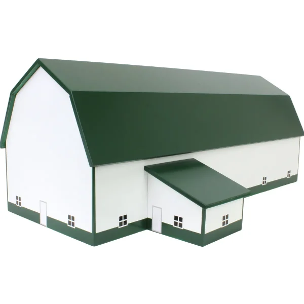 Outback Toys Wooden Barns & Large Accessories<1/64 White & Forest Green 60ft x 120ft Wooden Dairy Barn with Milk House