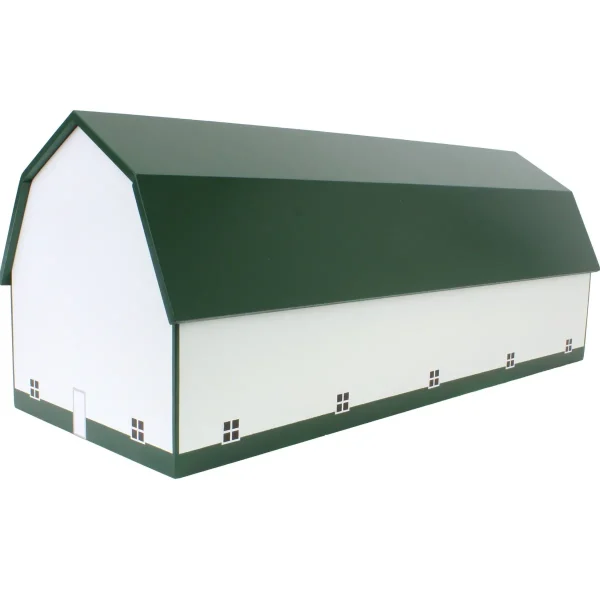 Outback Toys Wooden Barns & Large Accessories<1/64 White & Forest Green 60ft x 120ft Wooden Dairy Barn with Milk House