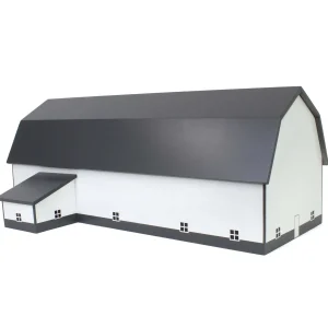 Outback Toys Wooden Barns & Large Accessories<1/64 White & Gray 60ft x 120ft Wooden Dairy Barn with Milk House