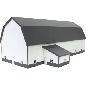 Outback Toys Wooden Barns & Large Accessories<1/64 White & Gray 60ft x 120ft Wooden Dairy Barn with Milk House