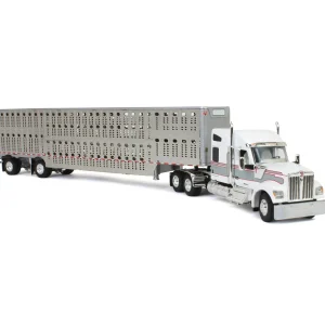 Manufacturer_DCP by First Gear Agricultural Trucks<1/64 White & Gray Kenworth W990 with Wilson Silverstar Livestock Trailer, DCP by First Gear