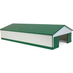 Outback Toys Wooden Barns & Large Accessories<1/64 White & Green 1 Door 60ft x 120ft Wooden Tractor or Truck Shop