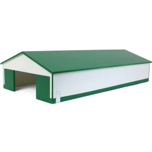 Outback Toys Wooden Barns & Large Accessories<1/64 White & Green 1 Door 60ft x 120ft Wooden Tractor or Truck Shop