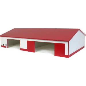Outback Toys Wooden Barns & Large Accessories<1/64 White & Red 2 Door 70ft x 130ft Wooden Implement Pole Building w/ Divided Shop Area