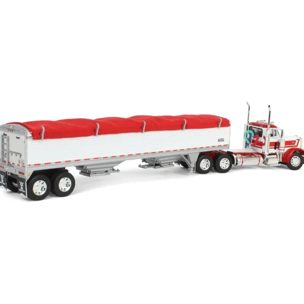 Manufacturer_DCP by First Gear Agricultural Trucks<1/64 White & Red Peterbilt 379 Day Cab with White Wilson Pacesetter Grain Trailer, DCP by First Gear