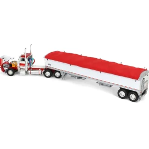 Manufacturer_DCP by First Gear Agricultural Trucks<1/64 White & Red Peterbilt 379 Day Cab with White Wilson Pacesetter Grain Trailer, DCP by First Gear