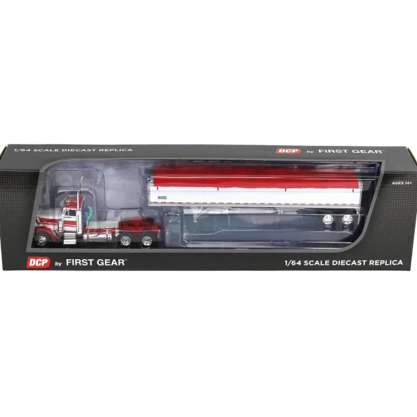Manufacturer_DCP by First Gear Agricultural Trucks<1/64 White & Red Peterbilt 379 Day Cab with White Wilson Pacesetter Grain Trailer, DCP by First Gear