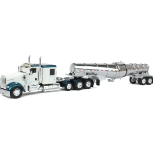 Manufacturer_DCP by First Gear Tanker Trucks<1/64 White & Teal Kenworth W900L w/ Chrome Polar Tandem-Axle Deep Drop Tank Trailer, DCP by First Gear