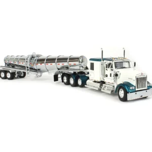 Manufacturer_DCP by First Gear Tanker Trucks<1/64 White & Teal Kenworth W900L w/ Chrome Polar Tandem-Axle Deep Drop Tank Trailer, DCP by First Gear