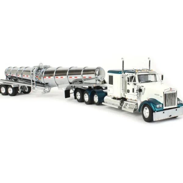 Manufacturer_DCP by First Gear Tanker Trucks<1/64 White & Teal Kenworth W900L w/ Chrome Polar Tandem-Axle Deep Drop Tank Trailer, DCP by First Gear