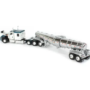 Manufacturer_DCP by First Gear Tanker Trucks<1/64 White & Teal Kenworth W900L w/ Chrome Polar Tandem-Axle Deep Drop Tank Trailer, DCP by First Gear
