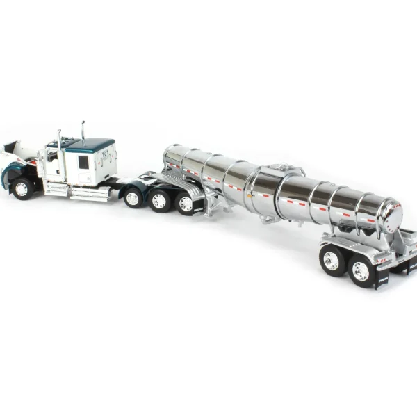 Manufacturer_DCP by First Gear Tanker Trucks<1/64 White & Teal Kenworth W900L w/ Chrome Polar Tandem-Axle Deep Drop Tank Trailer, DCP by First Gear