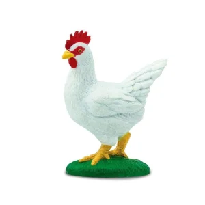 Outback Toys Play Animals & Accessories<White Chicken with Red Comb on Grass by Safari Ltd