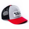 Outback Toys Agco, Allis, Massey & More<White Farm Equipment Logo Silver/Red/Black Mesh Back Hat