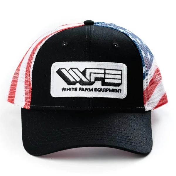Outback Toys Agco, Allis, Massey & More<White Farm Equipment Logo Hat with Flag Mesh