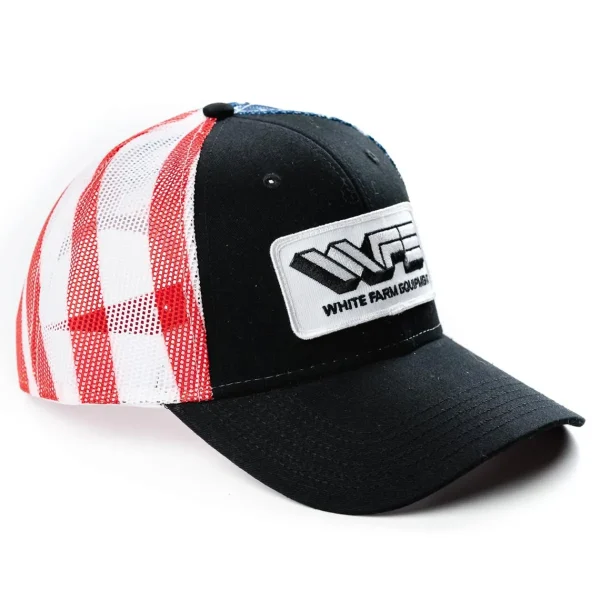 Outback Toys Agco, Allis, Massey & More<White Farm Equipment Logo Hat with Flag Mesh