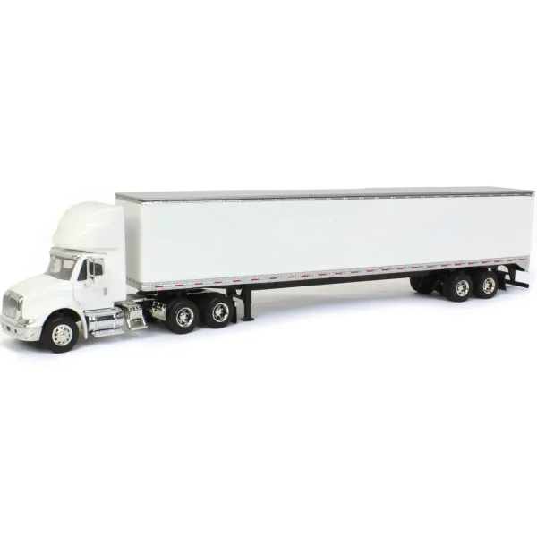 Manufacturer_SpecCast Box Trucks & Trailers<1/64 White International 8600 with Trailer with Single Rear Door
