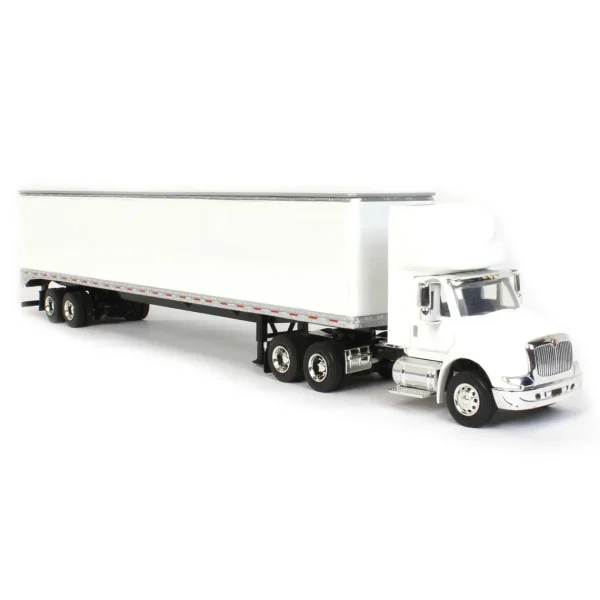 Manufacturer_SpecCast Box Trucks & Trailers<1/64 White International 8600 with Trailer with Single Rear Door