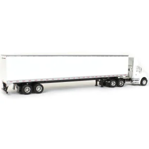 Manufacturer_SpecCast Box Trucks & Trailers<1/64 White International 8600 with Trailer with Single Rear Door