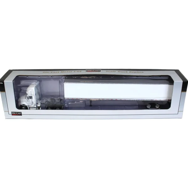 Manufacturer_SpecCast Box Trucks & Trailers<1/64 White International 8600 with Trailer with Single Rear Door