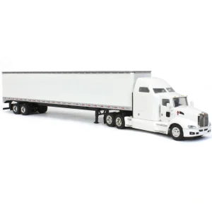 Manufacturer_SpecCast Box Trucks & Trailers<1/64 White Kenworth T660 Sleeper & Trailer with Double Rear Doors