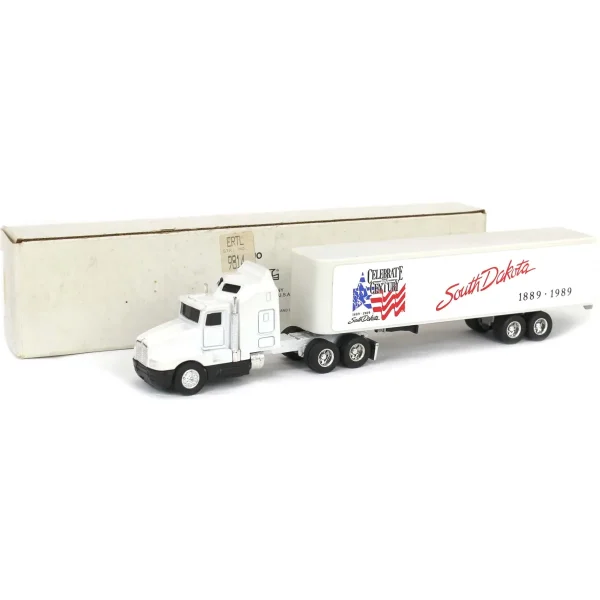 Manufacturer_ERTL Box Trucks & Trailers<1/64 White Kenworth T600A Semi with South Dakota Box Trailer