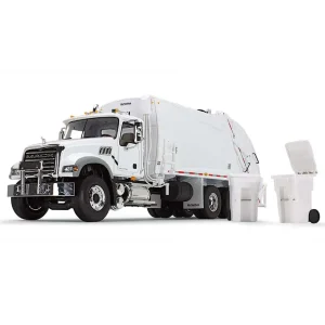 Manufacturer_First Gear, Inc. Tow & Straight Trucks<1/34 White Mack Granite MP w/ McNeilus Rear Load Refuse Truck & Trash Cans