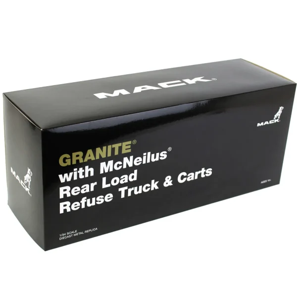 Manufacturer_First Gear, Inc. Tow & Straight Trucks<1/34 White Mack Granite MP w/ McNeilus Rear Load Refuse Truck & Trash Cans