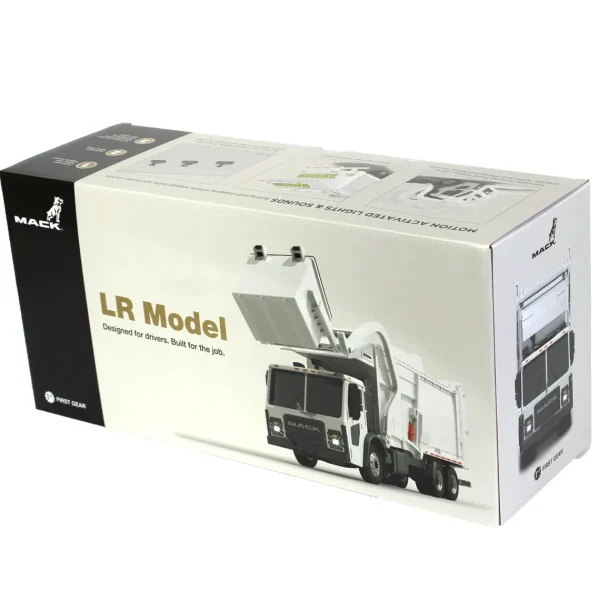 Manufacturer_First Gear, Inc. Tow & Straight Trucks<1/25 White Mack LR Garbage Truck w/ McNeilus Meridian Loader & Dumpster (Includes Lights & Sounds!)