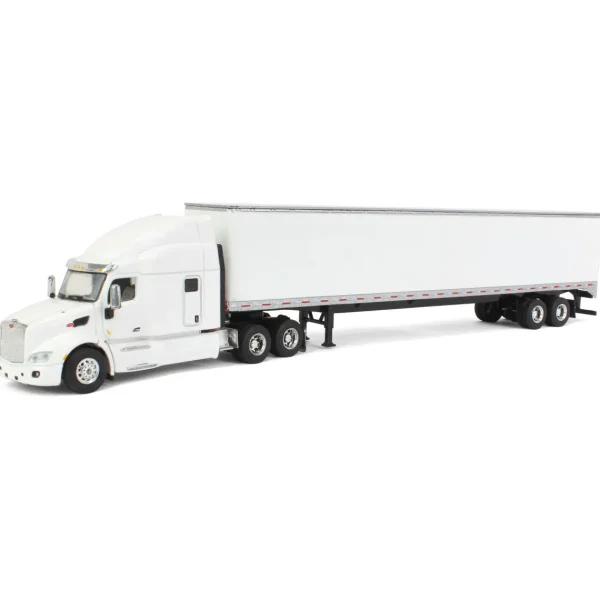 Manufacturer_SpecCast Box Trucks & Trailers<1/64 White Peterbilt 579 Sleeper & White Trailer w/ Single Rear Door by SpecCast