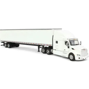 Manufacturer_SpecCast Box Trucks & Trailers<1/64 White Peterbilt 579 Sleeper & White Trailer w/ Single Rear Door by SpecCast