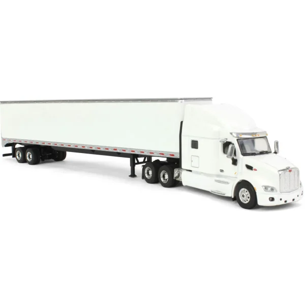Manufacturer_SpecCast Box Trucks & Trailers<1/64 White Peterbilt 579 Sleeper & White Trailer w/ Single Rear Door by SpecCast