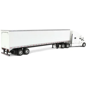 Manufacturer_SpecCast Box Trucks & Trailers<1/64 White Peterbilt 579 Sleeper & White Trailer w/ Single Rear Door by SpecCast