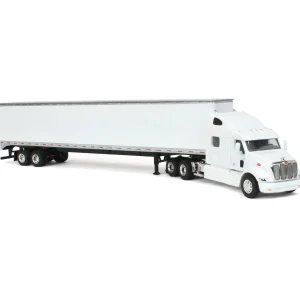 Manufacturer_SpecCast Box Trucks & Trailers<1/64 White Peterbilt 387 with Sleeper and 53' Trailer with Single Rear Door