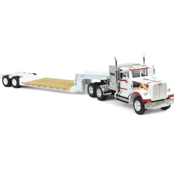 Manufacturer_DCP by First Gear Lowboys & Flatbeds<1/64 White Western Star 4900 36in Vintage Sleeper w/ Rogers Vintage Lowboy Trailer, DCP by First Gear