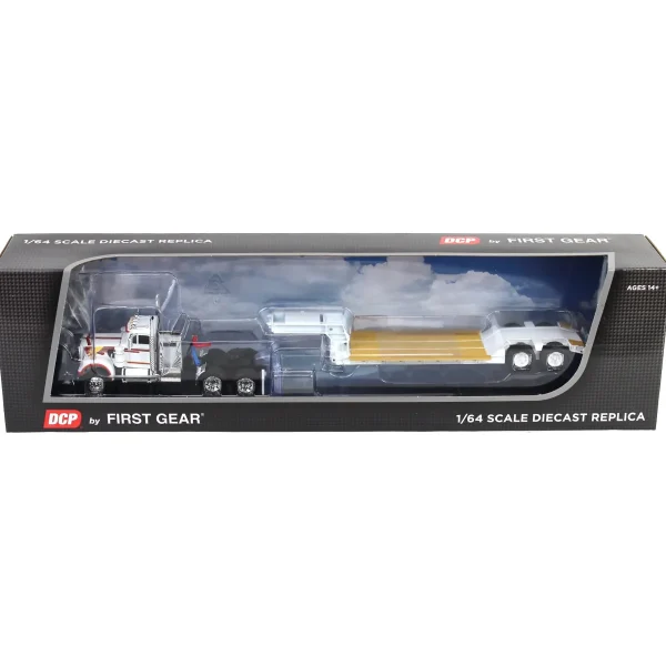 Manufacturer_DCP by First Gear Lowboys & Flatbeds<1/64 White Western Star 4900 36in Vintage Sleeper w/ Rogers Vintage Lowboy Trailer, DCP by First Gear