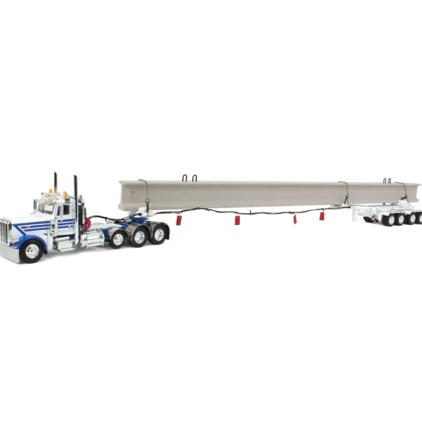 Manufacturer_DCP by First Gear Lowboys & Flatbeds<1/64 White/Blue Peterbilt 389 w/ ERMC Hydra-Steer Trailer & Bridge Beam Load, DCP by First Gear