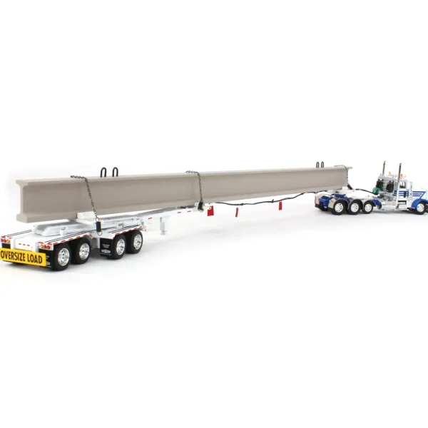 Manufacturer_DCP by First Gear Lowboys & Flatbeds<1/64 White/Blue Peterbilt 389 w/ ERMC Hydra-Steer Trailer & Bridge Beam Load, DCP by First Gear