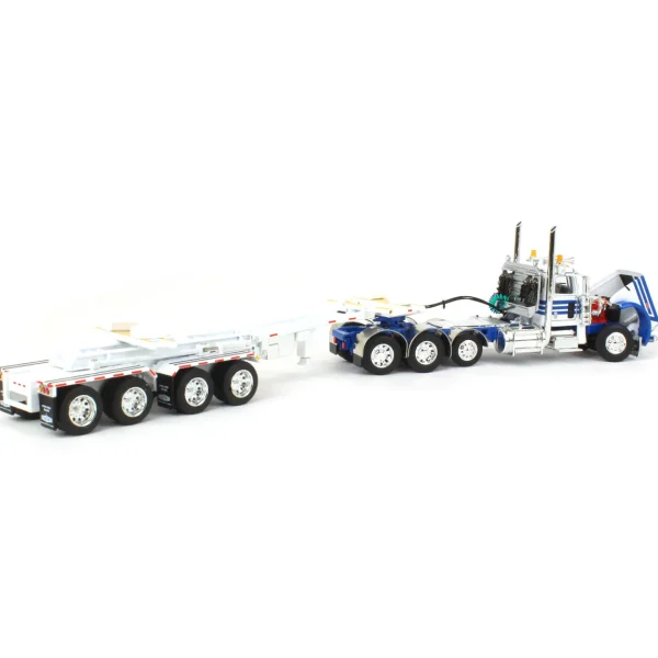 Manufacturer_DCP by First Gear Lowboys & Flatbeds<1/64 White/Blue Peterbilt 389 w/ ERMC Hydra-Steer Trailer & Bridge Beam Load, DCP by First Gear