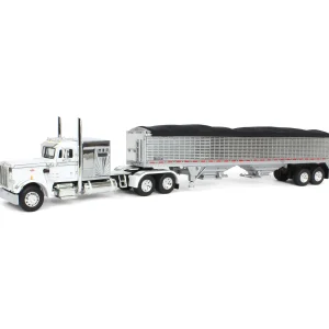 Manufacturer_DCP by First Gear Agricultural Trucks<1/64 White/Chrome Peterbilt 359 60in Vintage Sleeper w/ Wilson High Side Grain Trailer, DCP by First Gear