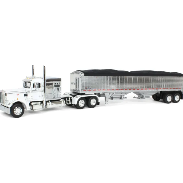 Manufacturer_DCP by First Gear Agricultural Trucks<1/64 White/Chrome Peterbilt 359 60in Vintage Sleeper w/ Wilson High Side Grain Trailer, DCP by First Gear
