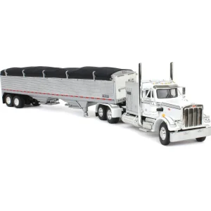 Manufacturer_DCP by First Gear Agricultural Trucks<1/64 White/Chrome Peterbilt 359 60in Vintage Sleeper w/ Wilson High Side Grain Trailer, DCP by First Gear