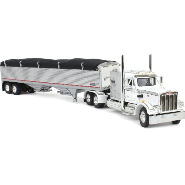 Manufacturer_DCP by First Gear Agricultural Trucks<1/64 White/Chrome Peterbilt 359 60in Vintage Sleeper w/ Wilson High Side Grain Trailer, DCP by First Gear