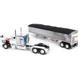 Manufacturer_DCP by First Gear Agricultural Trucks<1/64 White/Chrome Peterbilt 359 60in Vintage Sleeper w/ Wilson High Side Grain Trailer, DCP by First Gear