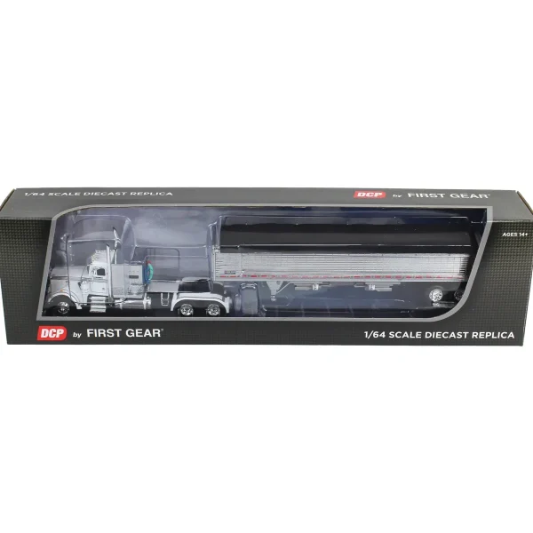 Manufacturer_DCP by First Gear Agricultural Trucks<1/64 White/Chrome Peterbilt 359 60in Vintage Sleeper w/ Wilson High Side Grain Trailer, DCP by First Gear
